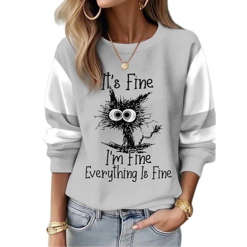 Autumn and Winter Fashion Women's Round Neck Sweatshirt Sportswear Fashion 3D Printed Long Sleeved Clothes Pullovers & Long Sleeves (women’s)