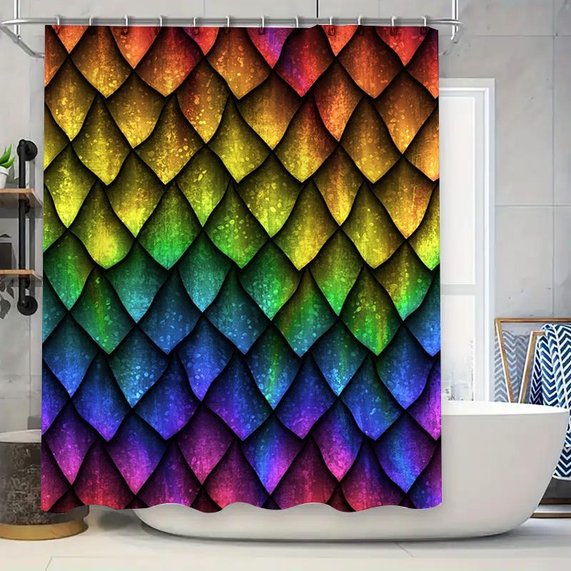 

Colorful Fish Scale Shower Curtain Bathroom Decor Collection W60H190(CM)-1 Pcs