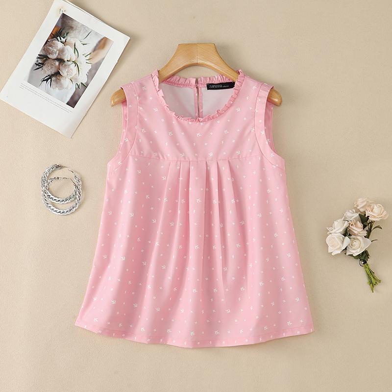 ZANZEA Canottiere Estive Casual da Donna con Girocollo, Senza Maniche e Stampa
