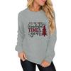 Autumn Women'S Clothing, Crew Neck Long-Sleeved Sweater Women, Christmas Tree Print Top