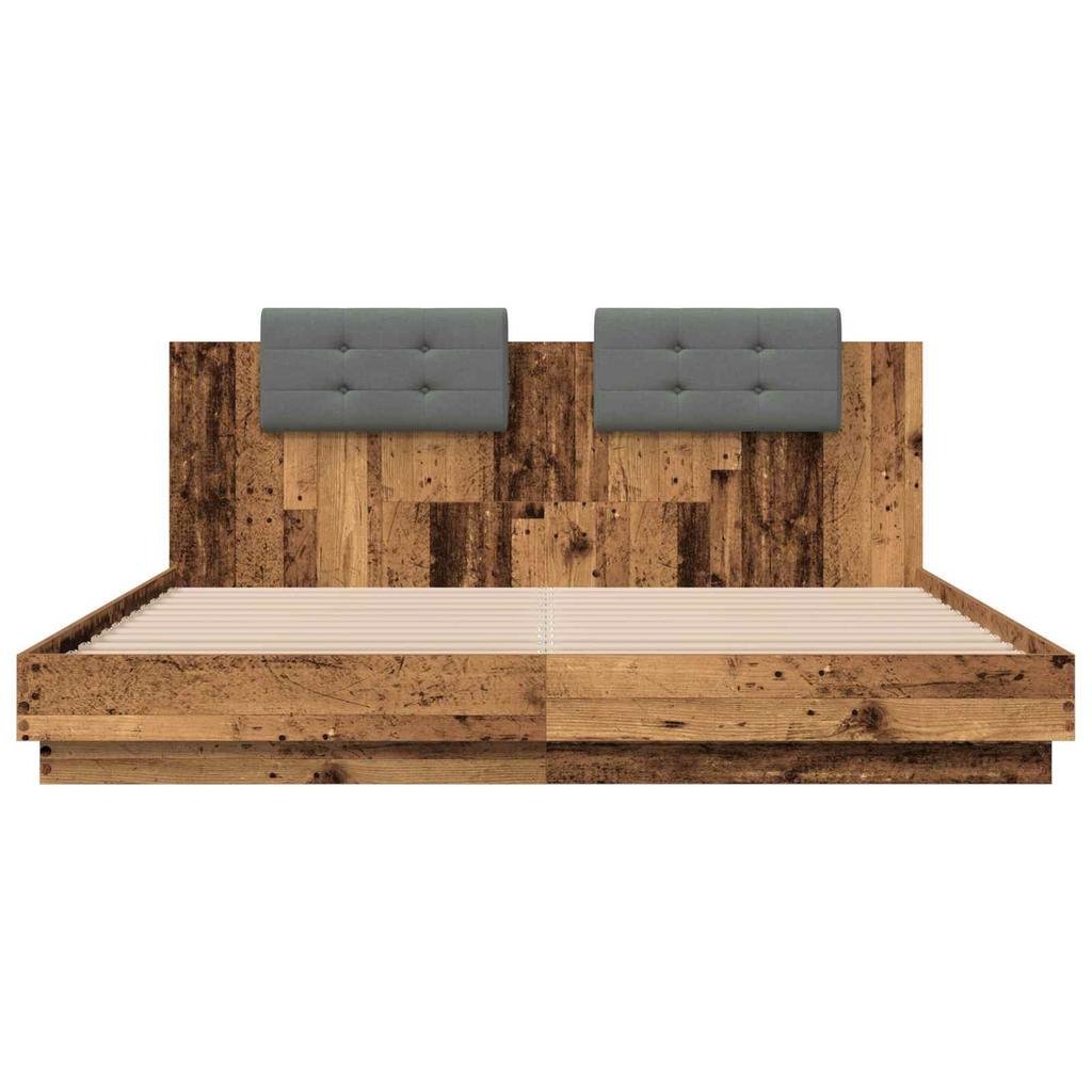 Bed Frame with Headboard Reclaimed Wood Look 180 x 200 cm Engineered Wood