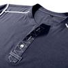 Herr T-shirts Henleykrage Kortärmade Toppar Färgblockerade Bomullsblandning Skjortor Sommar Casual Kläder