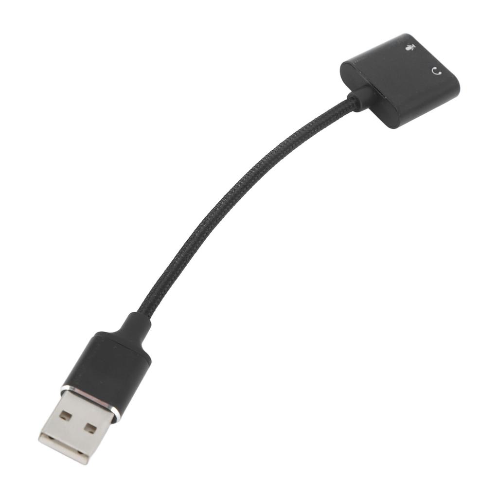USB Sound Adapter Aluminum Alloy Black Plug and Play USB To 3.5mm Jack Sound Card for Desktop Computers Laptops