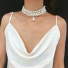 Personalised Fashion Geometric Beaded Necklace Simple Multi-layer Pearl Shaped Pendant Necklace Female