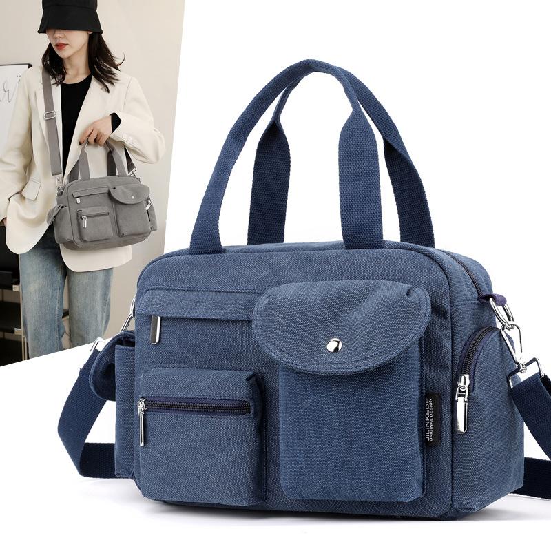 New Canvas Bag Portable Shoulder Bag Messenger Bag Multi-pocket Business Women's Bag Fashion Casual Canvas Women's Bag