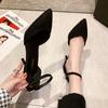 Thin heel professional OL spring and autumn high heels women's new pointed black versatile fashion one-word buckle strap single shoes women