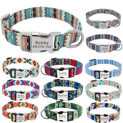 Personalized Indian Dog Cat Collar Custom Nylon Puppy Collars Chihuahua Pug Pet Collars Adjustable for Small Medium Large Dogs