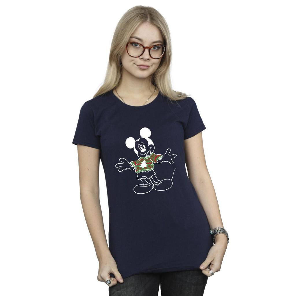 Disney Womens/Ladies Mickey Mouse Xmas Jumper Cotton T-Shirt