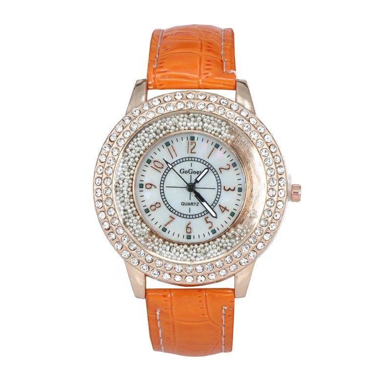 

Женские кварцевые часы с перламутровым циферблатом, кожаный ремешок, модные ювелирные изделия, прочные, подарок оранжевый