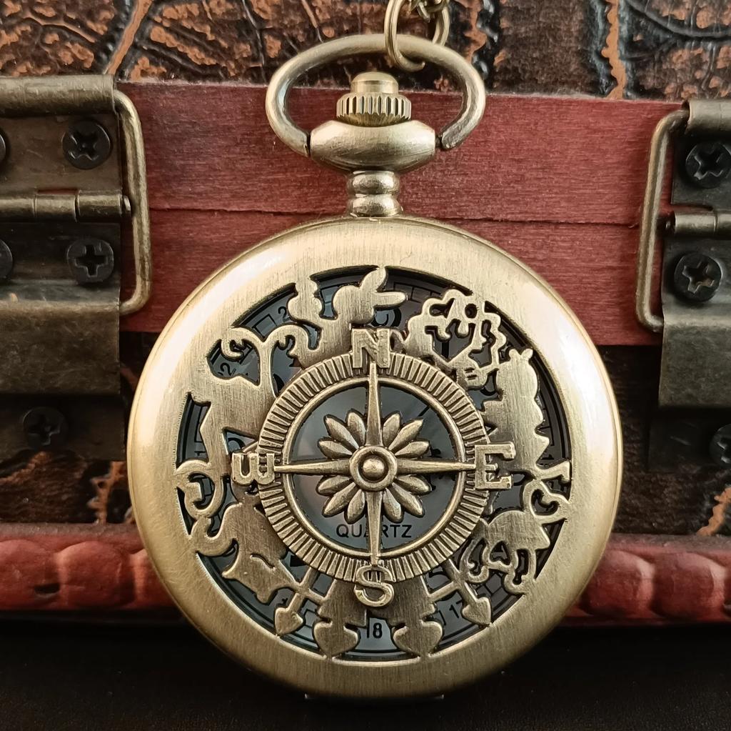 10pcs/lot Fashion Exquisite Relief Chain Quartz Pocket Watch Bronze Pendant Clock Kids Boy Girl Gifts Necklace Watches