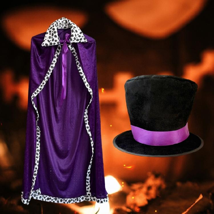 Themed King Queen Cape Costume Halloween Party Cloak Lightweight Polyester Design Theater Performances Hat