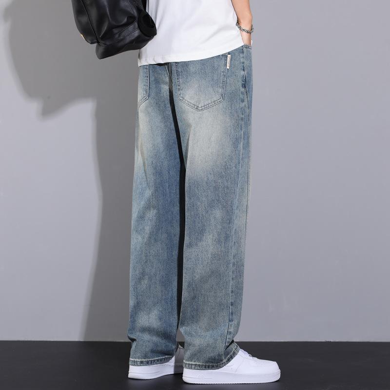 New Straight Wide-leg Jeans for Men Loose Slim Floor Pants Draped Trousers