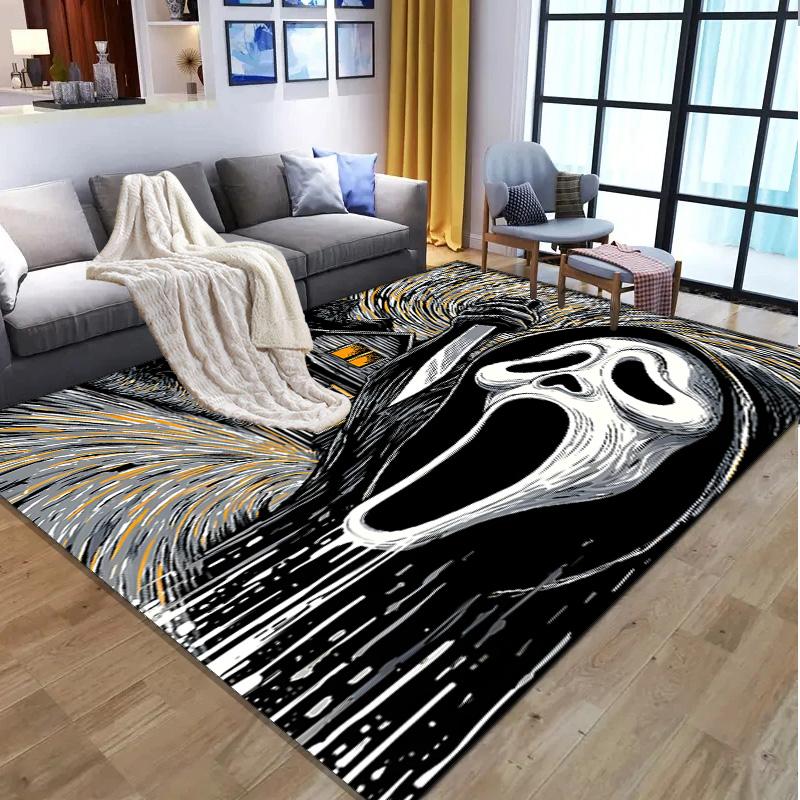 Ghostface Pattern Rug, Indoor/Outdoor Mat, for Picnic, Gameroom, Bedroom, Office, Living Room, Home Decor Carpet, Birthday Gift