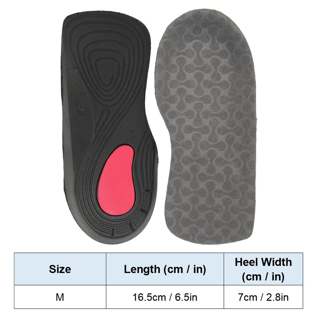 PU Feet Insoles Comfortable Shock Absorbing Arch Supports Inserts for Running Sports Gray