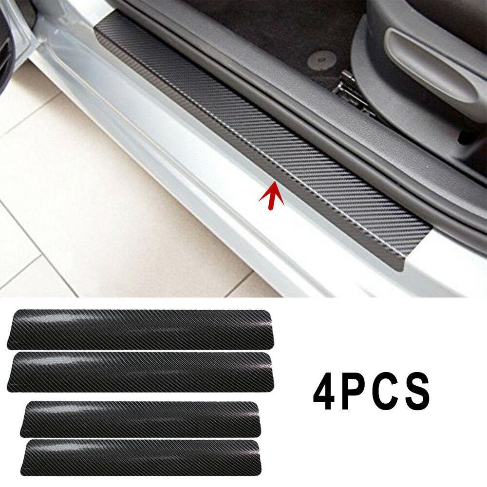 4PCS Carbon Fiber Car Door Sill Scuff Decal Protect Stickers Anti-collision Decorative Strip Car Door Protector Accessories
