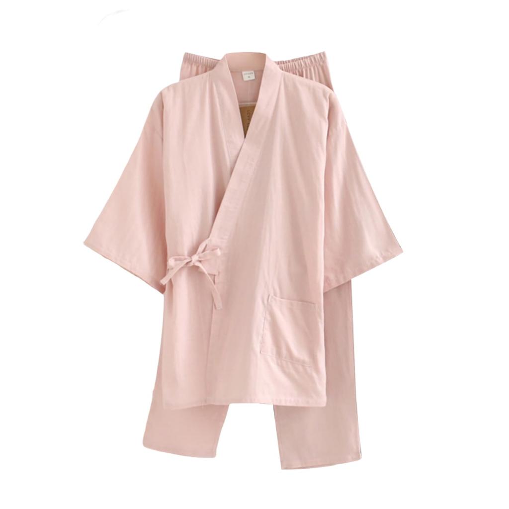 YunXiozy Pajama Specialty Solid Washable Summer Shijira Top and Bottom Long Long Loungewear for Home Japanese Kimono Star Women's Store Yukata,