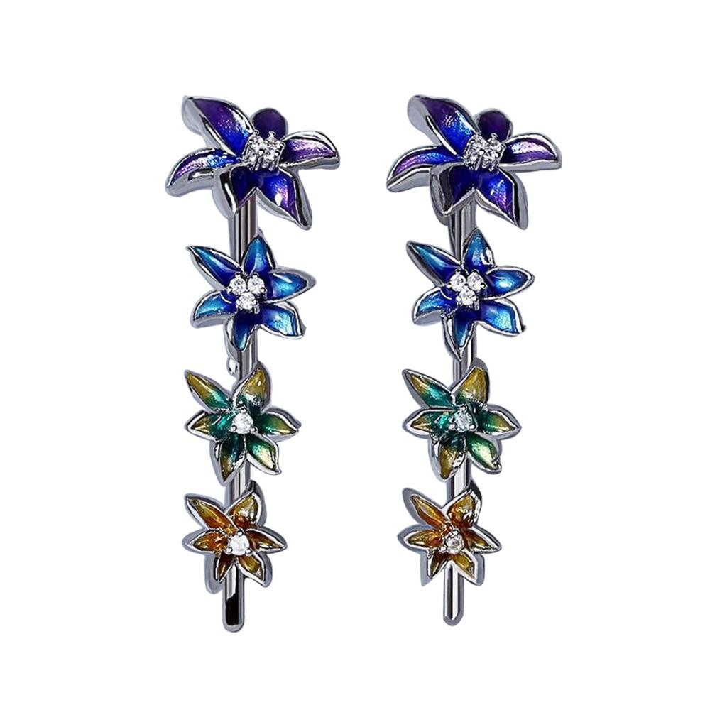 Fashion Tassel Long Section Earrings for Women Flower Earrings Handmade Enamel Epoxy Ladies Jewelry Elegant Ladies Jewelry