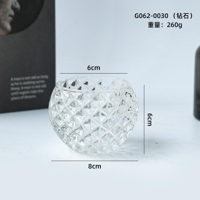 Sferyczny Szklany Kryształowy Świecznik Przezroczysta Tekstura Niełatwo Razi Ręce Bar Kolacja przy Świecach Dekoracje Domowe Ozdoby