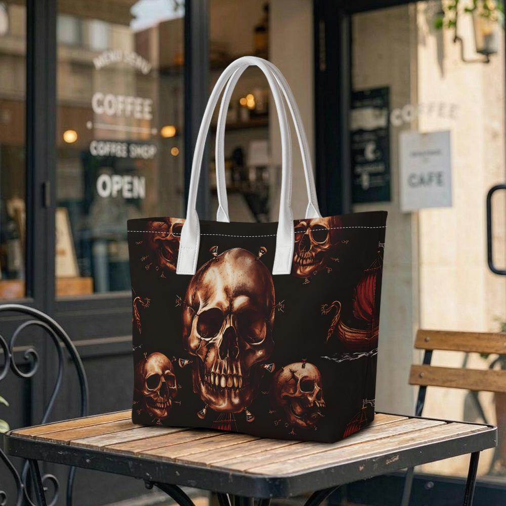 Gothic Skull Tote Bag Cool Vintage Fashion Shoulder Bag for Daily Use
