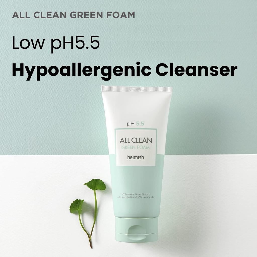 HEIMISH All Clean Green Foam Moisturizing Face Cleanser, Hydrating Gentle Gel Cleanser, Daily Face Wash for Sensitive Skin with Amino Acid, P.H 5.