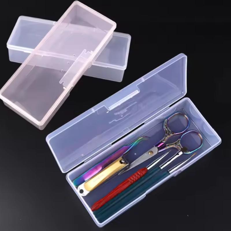 Nail Art Empty Storage Box Leakproof Transparent Rectangle Plastic Case for Nail Rhinestones Small Manicure Decorations