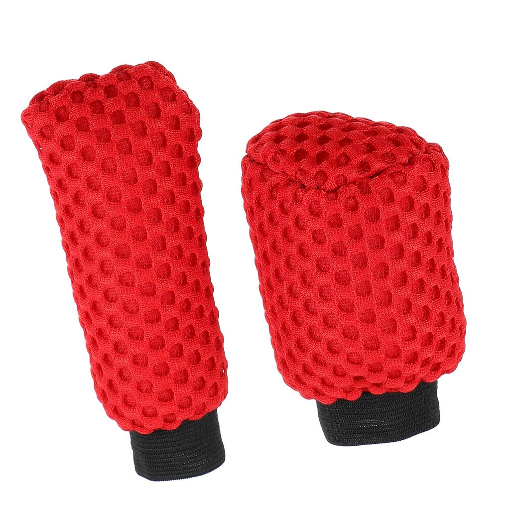 A ABSOPRO Car Handbrake Cover Gear Shift Knob Cover Car Shifter Protector Interior Decoration Accessories Red (Set of 2)