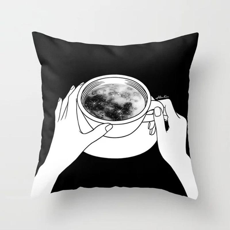 Black Pillow Galaxy Planet Cushion Cover Space Cushion Cover Pillowcase Soft Pillowcase High-quality Home Decor Pillowcase