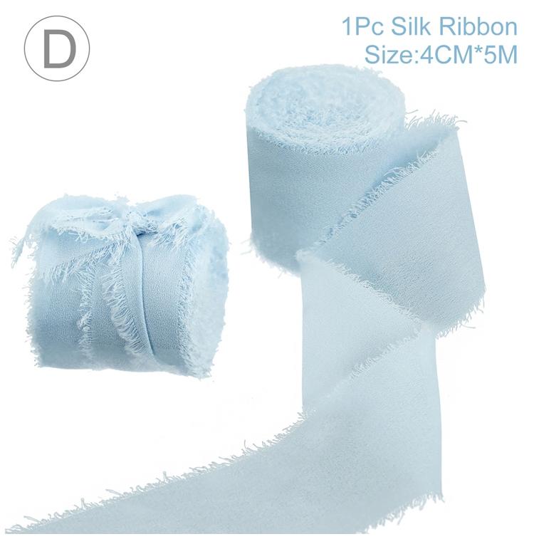 4CM*5M Handmade Frayed Edged Satin Chiffon Silk Ribbon For Wedding Invitation Wrapping Bouquets Birthday Party Decorations Gifts