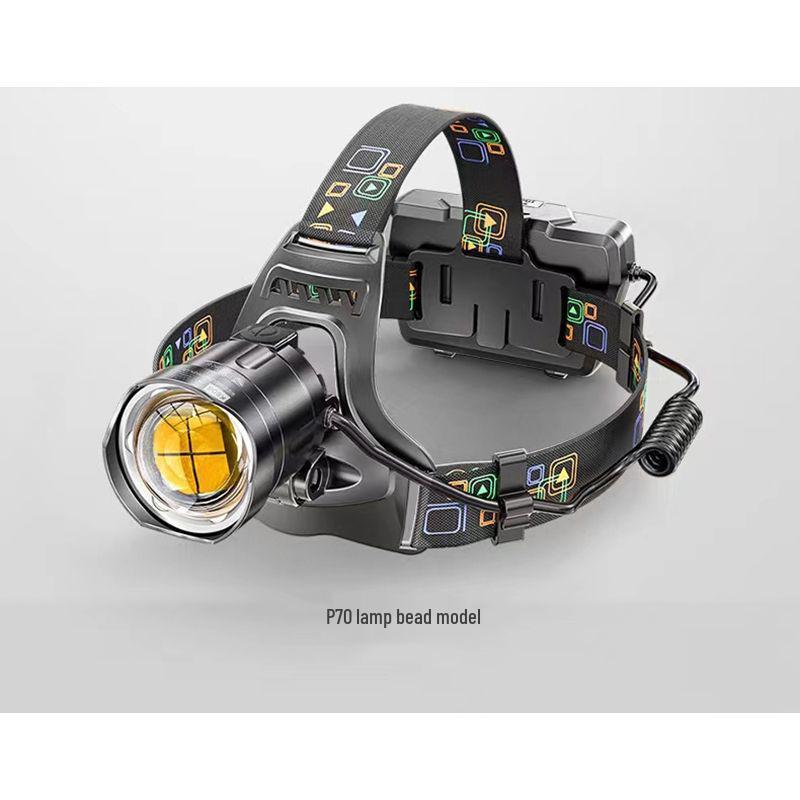 Ultra-Powerful Waterproof P70 Headlamp with Mobile Charging for Outdoor, Hiking, Construction
