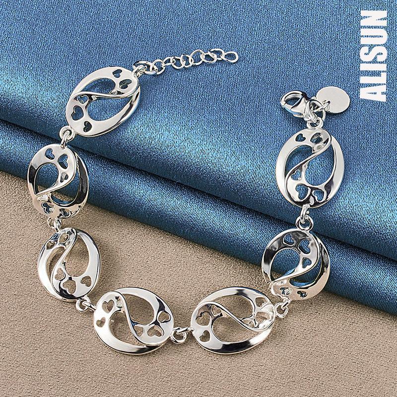925 Sterling Silver Heart Bracelet Fashionable Wedding Jewelry