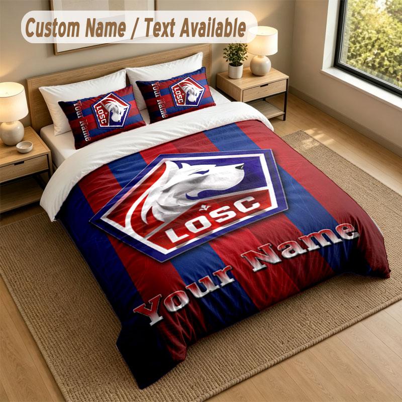 Bedding Set 1 Duvet Cover 2 Pillowcases LOSC Lille Print Soft Bed Linen Bedroom Decor