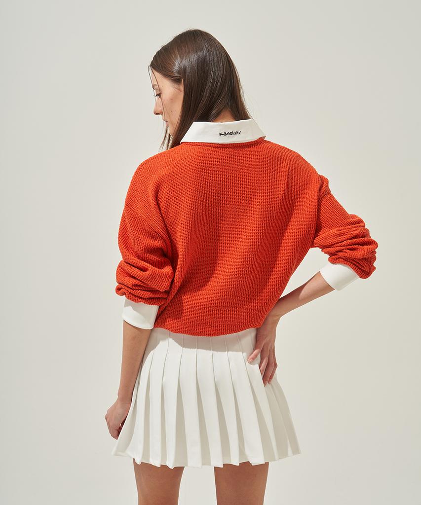 KANDINI Orange Blossom Knit Polo Shirt