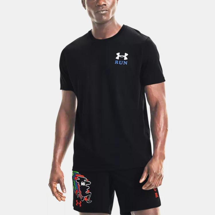 Under Armour Casual Breathable Running T-Shirt Men Tops Black 1369405-001