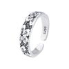 PANJBJ 925 Sterling Silver Flower Rings For Women Retro Creativity Temperament Versatile Adjustable Jewelry Gifts Dropshipping