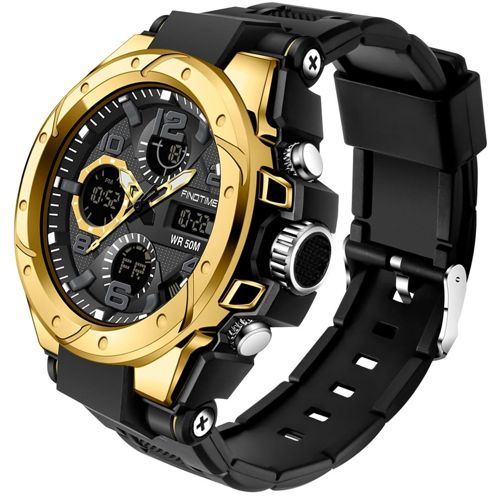 

findtime Watch Digital Men s Ana Arm Clock Waterproof Military Stopwatch Sports Dual Time Stylish Alarm LED Japanese Instruction Manual II-NEW