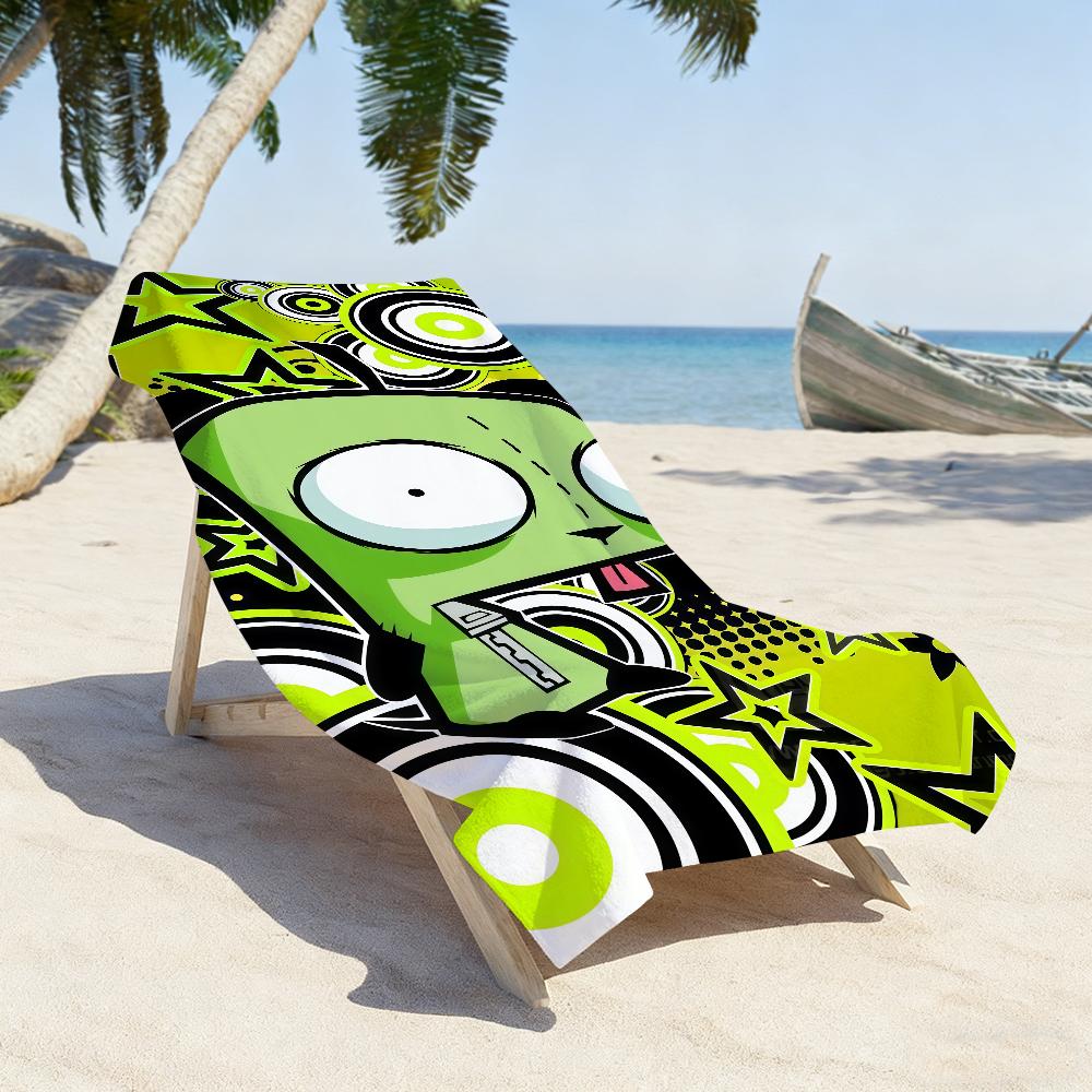 Cartoon I-Invader Z-Zim Towel Sports Quick Dry Travel Camping Gear Sandproof Soft Light Large Beach Towel