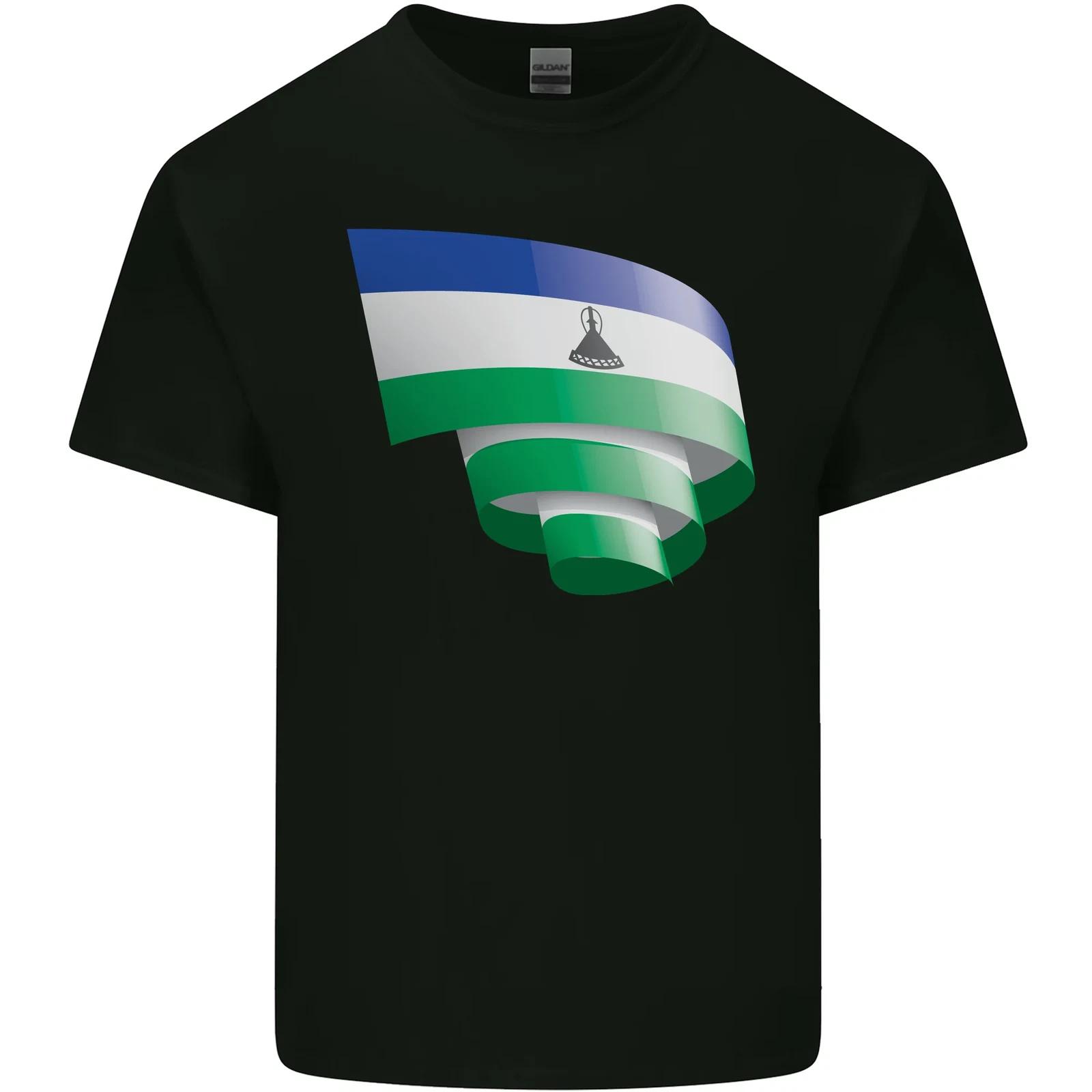 Curled Lesotho Flag Basotho Day Football Kids T-Shirt Childrens S
