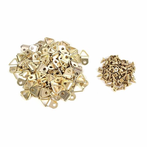 Elizabeth Birakan (Ball Hooks) with Wood Screws, 100-Pair Set, Light Gold, Triangular Hanging Hooks, Small Hanging Hooks