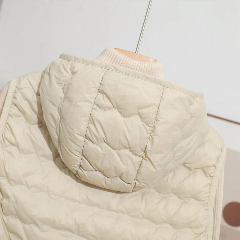 Light Thin Down Vest Women Winter Long Quilted Hooded Jackets Slim Waistcoat Autumn Basic Parkas