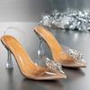 Women's 2026 Summer Rhinestone PVC Pointed-Toe High-Heeled Sandals - Large Size European & American Style