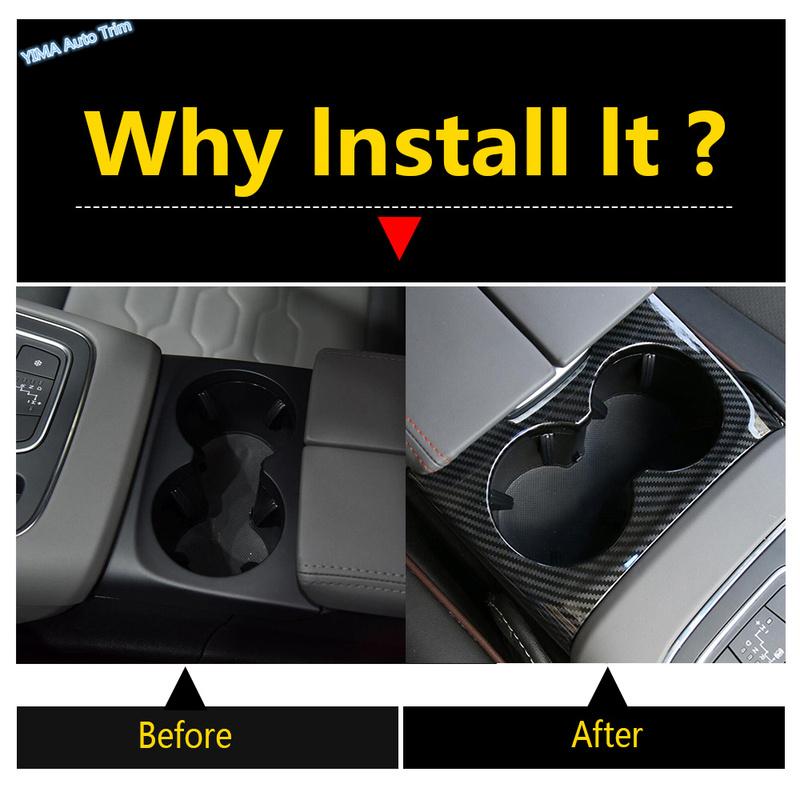 ABS Carbon Fiber Look Water Cup Holder Cover Trim For Citroen C5 Aircross 2018 - 2024 Teacup Mouldings Interior Accessories