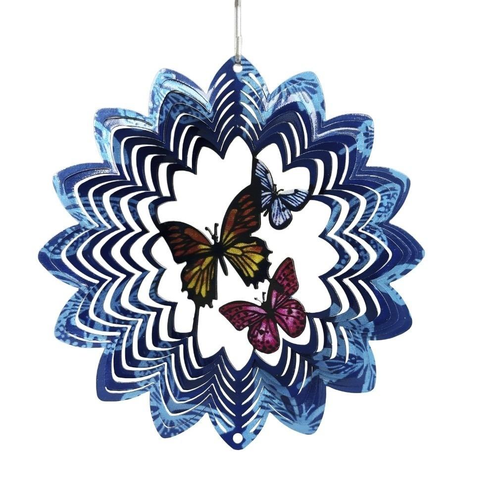 

3D Mandala Wind Chime Butterfly Wind Spinner Creative Rotating Pendant Garden Decoration 11cm 4.33in-Style 4