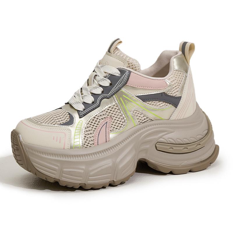 Daddy shoes women's 2025 summer new thick-soled inner height increase women's shoes fashionable versatile breathable hollow mesh sandals