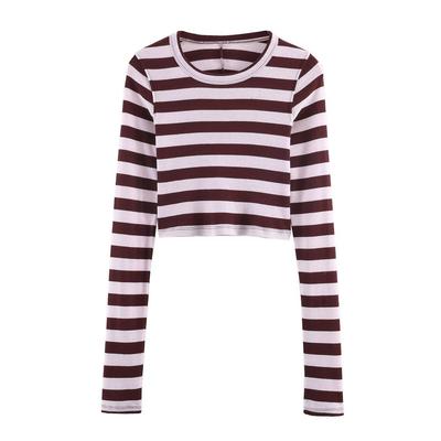 TAOP&ZA Women's Spring 2026 Striped Long Sleeve Cropped T-shirt