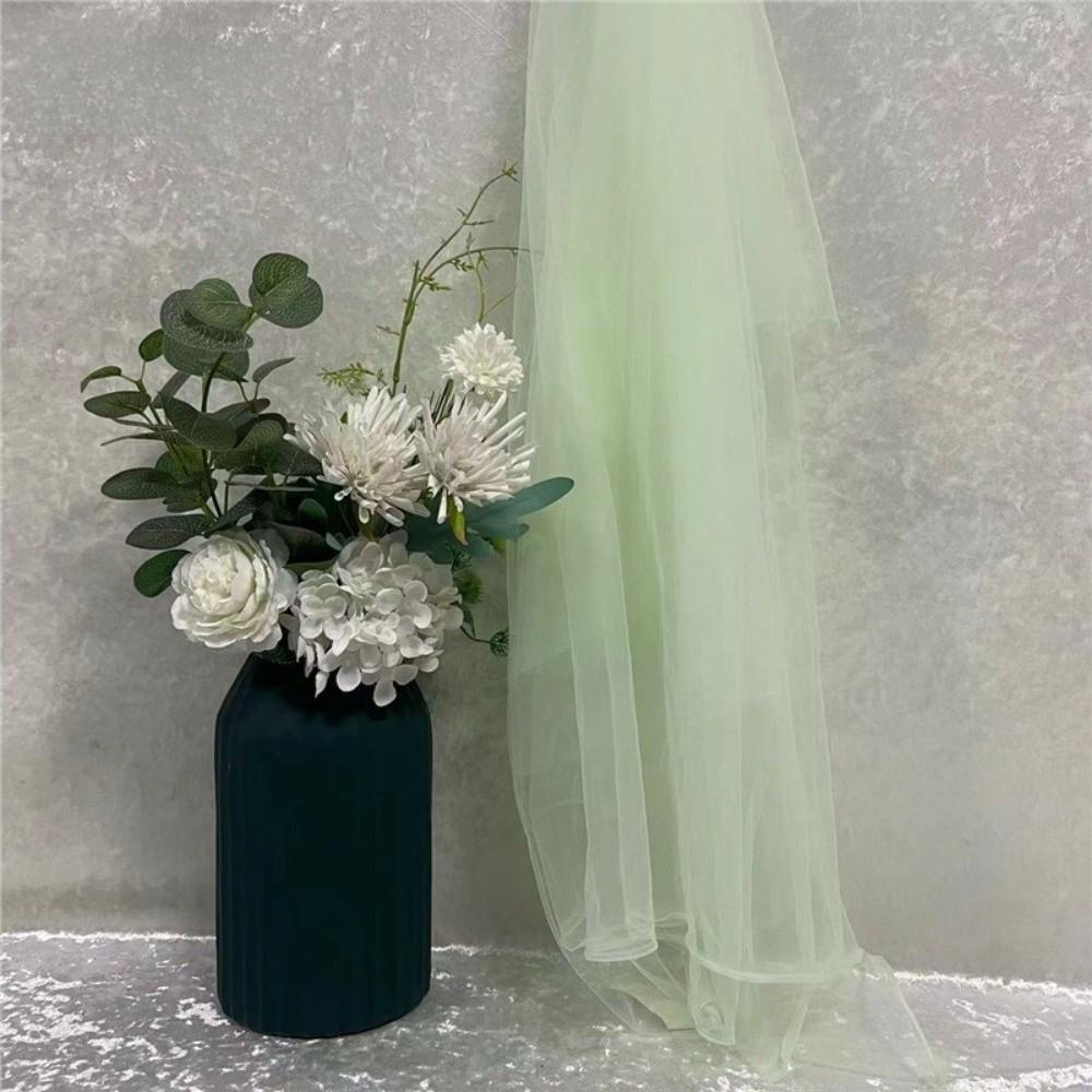 160X100cm Soft Tulle Fabric Green Yarn Transparent Tulle Net Fabric Solid Color Rose Flower Pattern Soft Mesh Tulle