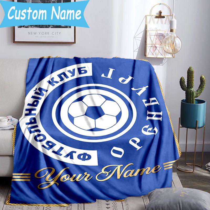 Couverture Flanelle Personnalisée Nom Club de Football Emblème Orenbourg, Utilisation pour Cadeau d'Anniversaire/Vacances, Couverture Douce pour Canapé/Lit/Camping/Bureau, Décoration de Maison