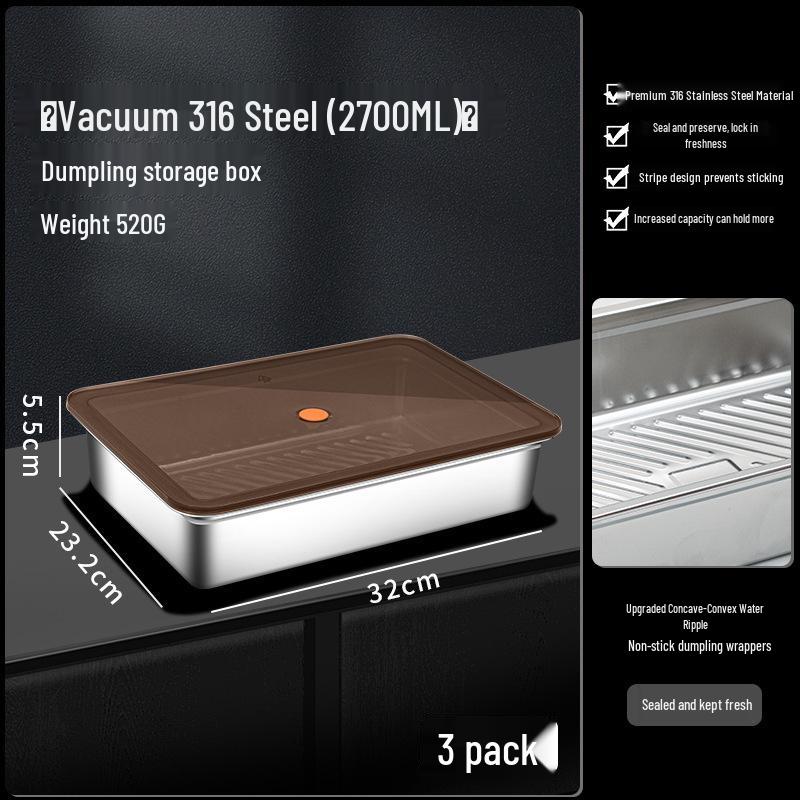 Stainless Steel Sealed Storage Box with Lid for Dumplings