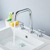 Basin Faucets Brass Polished Chrome Deck Mounted Round Bathroom Sink Faucets 3 Hole Double Handle Hot And Cold Water Tap BR-711