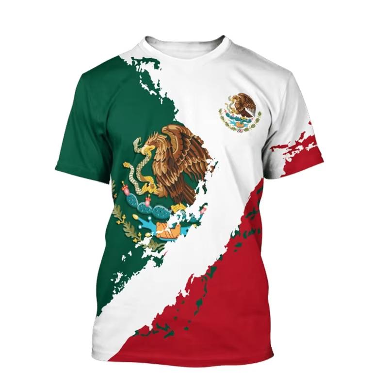 Children's Clothing Boys Summer Fashion Mexico Flag 3d Graphic Print T Shirt Short Sleeve Vibrant Colors Perfect for Casual Wear