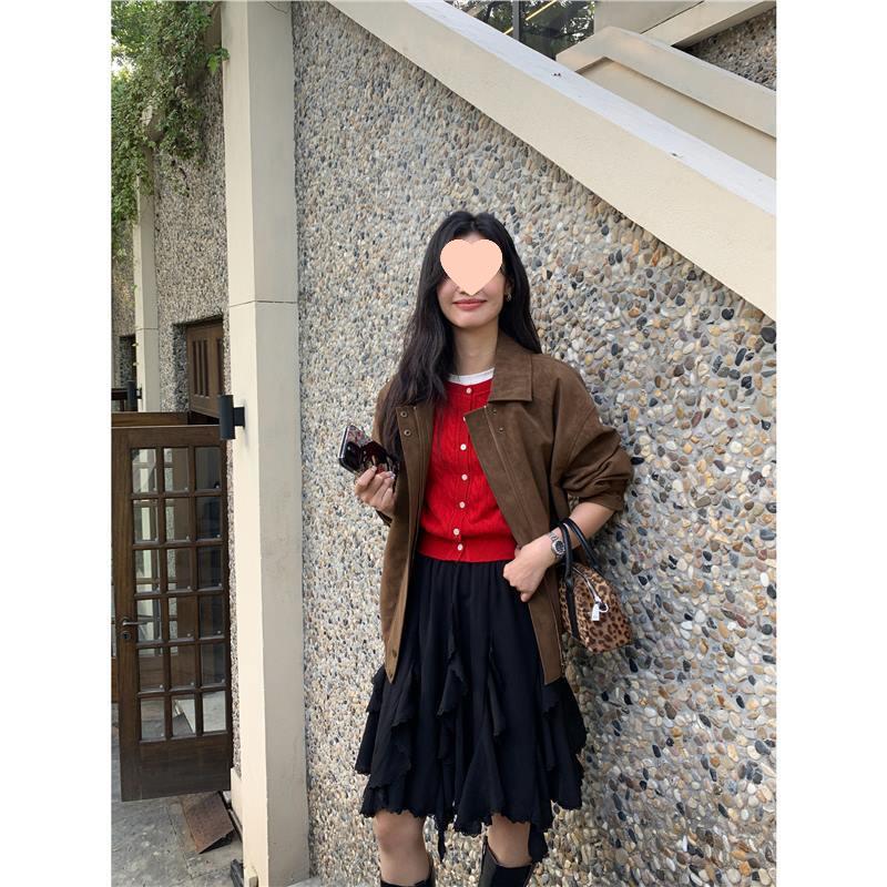 pusumede Cinderella Irregular Ruffle Lace Skirt for Women L